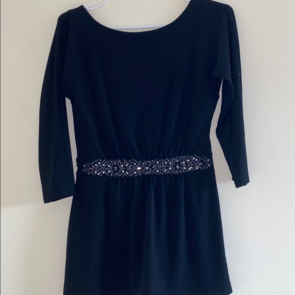 Black White House Black Market Tunic Style Top